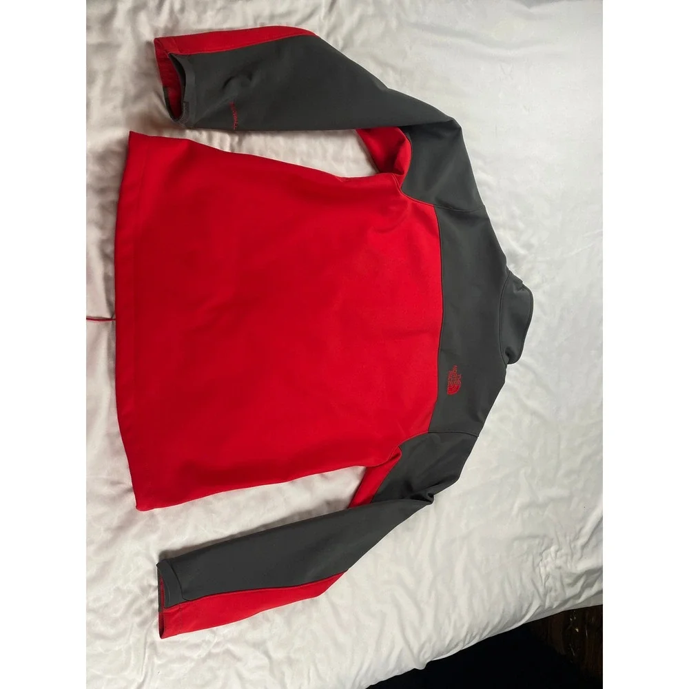 The North Face‎ WindWall Softshell Jacket Mens Small Red Gray Full Zip Hiking